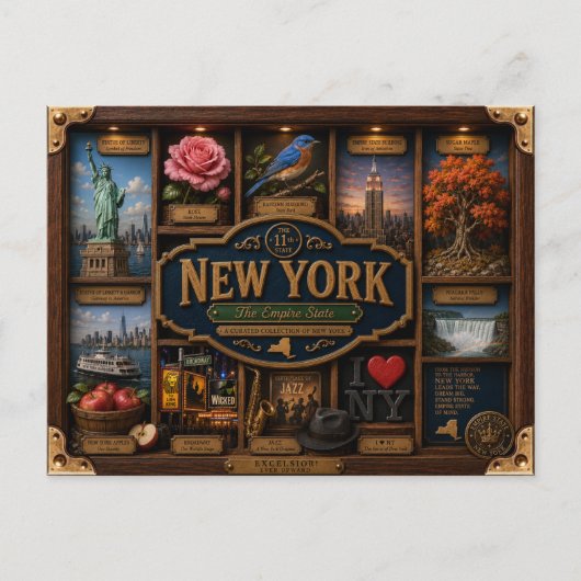 New York Shadow Box 3D Figuur Staat Briefkaart (Voorkant)