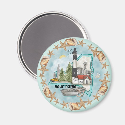 New York Shells Lighthouse Magneet (Voorkant / Achterkant)