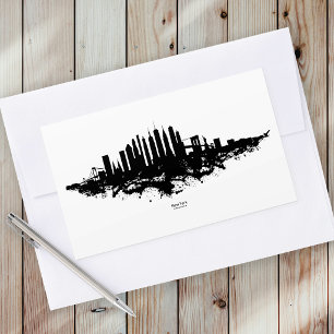 New York Silhouet Aquarel Zwart en Wit Rechthoekige Sticker