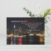 New York Silhouet bij Nacht Uitnodiging (Staand voorkant)