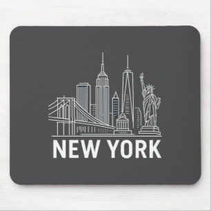 New York Silhouet Met Standbeeld Van Liberty White Muismat