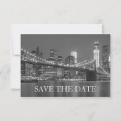 New York Silhouette Bruiloft Brooklyn Save the Dat Kaart (Voorkant)
