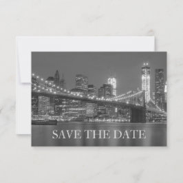 New York Silhouette Bruiloft Brooklyn Save the Dat Kaart