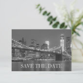 New York Silhouette Bruiloft Brooklyn Save the Dat Kaart (Staand voorkant)