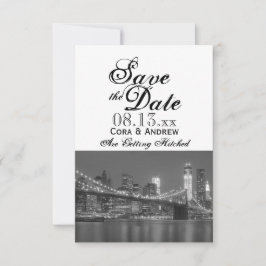 New York Silhouette Bruiloft Brooklyn Save the Dat Kaart
