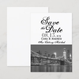 New York Silhouette Bruiloft Brooklyn Save the Dat Kaart