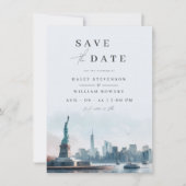 New York Silhouette Liberty Bruiloft Save the Date (Voorkant)