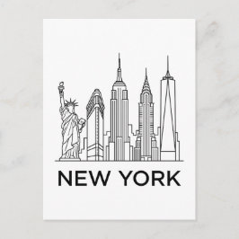 New York Silhouette Minimalistische Lijnkunst Briefkaart