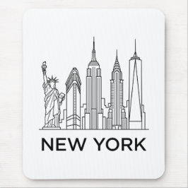 New York Silhouette Minimalistische Lijnkunst Muismat