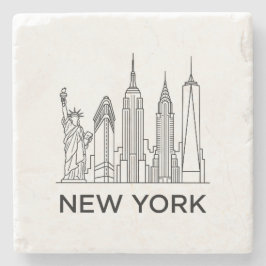 New York Silhouette Minimalistische Lijnkunst Stenen Onderzetter