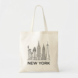 New York Silhouette Minimalistische Lijnkunst Tote Bag