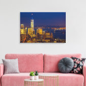 New York Silhouette na zonsondergang 24*16 Canvas Afdruk (Insitu (Woonkamer))