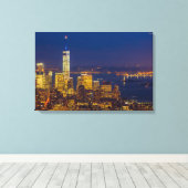 New York Silhouette na zonsondergang 24*16 Canvas Afdruk (Insitu (Houten vloer))
