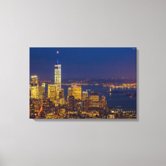 New York Silhouette na zonsondergang 24*16 Canvas Afdruk (Voorkant)
