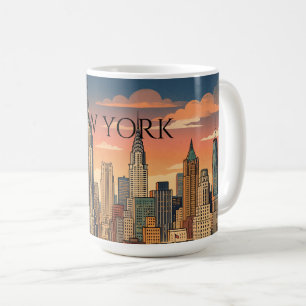 New York Silhouette Reis Kunst Vintage Koffiemok