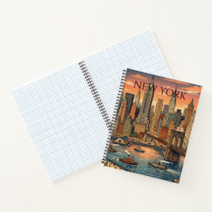 New York Silhouette Reis Kunst Vintage Notitieboek