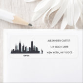 New York Skylin Silhouette Black Elegant Script Etiket (Insitu)