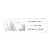 New York Skylin Silhouette Black Elegant Script La Etiket (Voorkant)