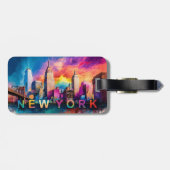 New York Skyline Abstracte kunst Bagagelabel (Achterkant horizontaal)