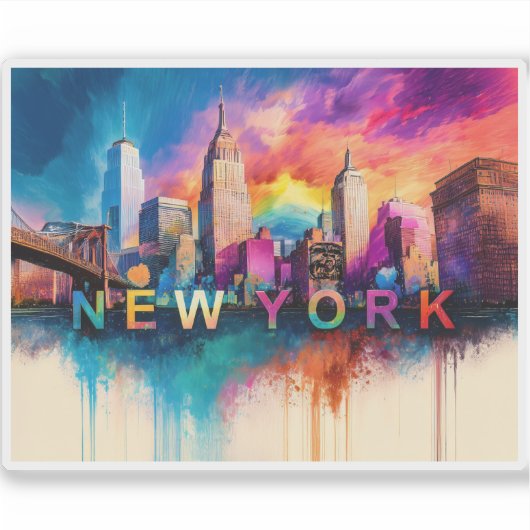 New York Skyline Abstracte kunst Sticker (Voorkant)