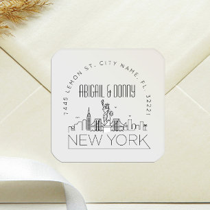 New York Skyline Afdichting van vooraf geadresse Vierkante Sticker