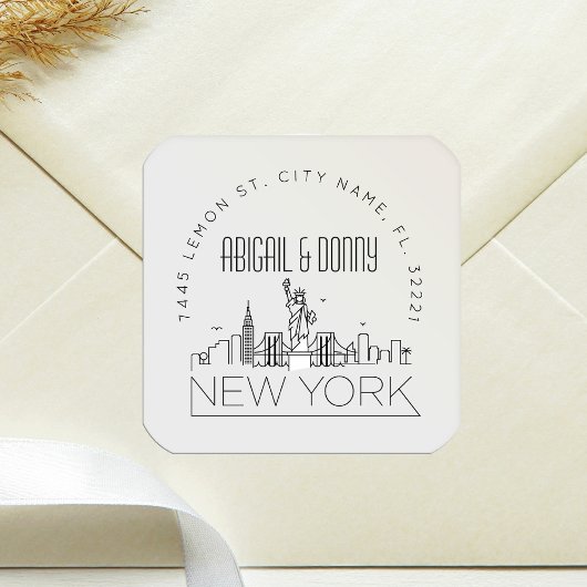 New York Skyline | Afdichting van vooraf geadresse Vierkante Sticker