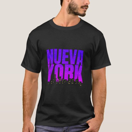 New York skyline at night Nueva York T-shirt (Voorkant)