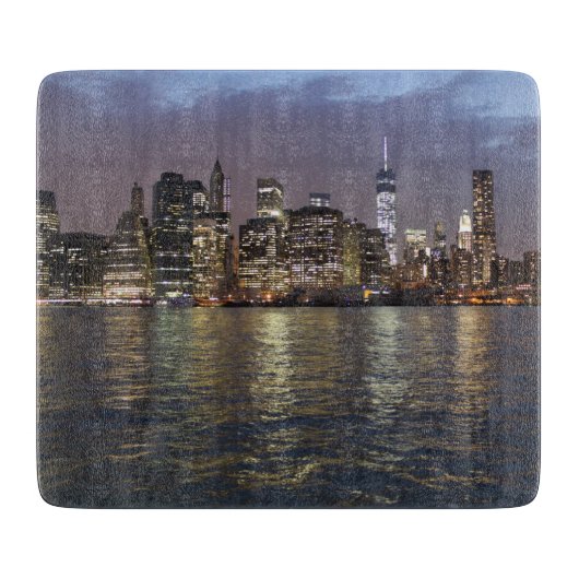 New York Skyline bei Nacht Snijplank (Voorkant)