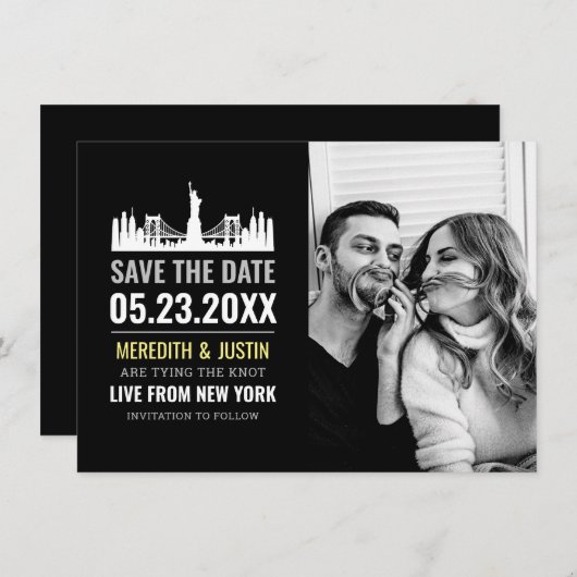 New York Skyline Bewaar de datum Kaart (Voorkant / Achterkant)