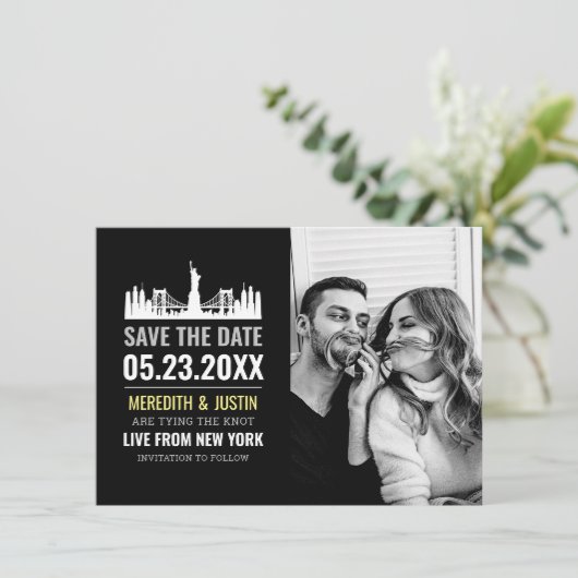 New York Skyline Bewaar de datum Kaart (Staand voorkant)