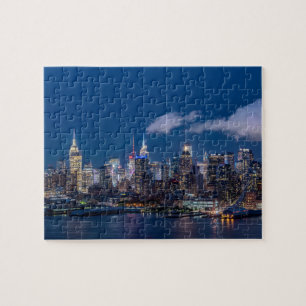 New York Skyline bij de nachtelijke puzzle Legpuzzel