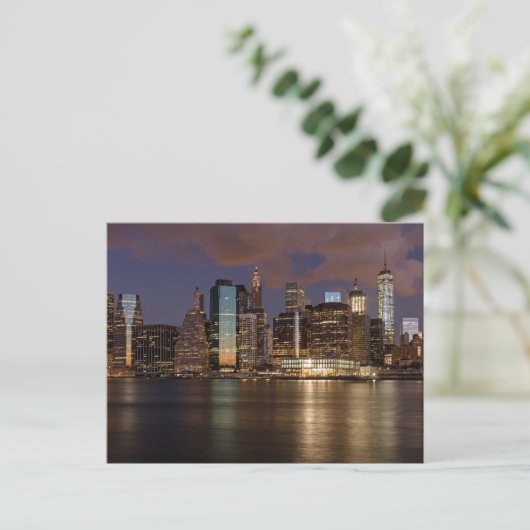 New York Skyline bij nacht Briefkaart (Staand voorkant)