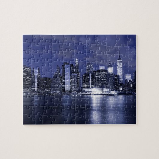 New York Skyline bij nacht Legpuzzel (Horizontaal)