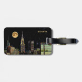 New York Skyline bij nacht met volle maan Bagagelabel (Achterkant horizontaal)