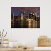New York Skyline bij nacht Poster (Keuken)