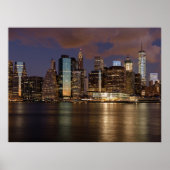 New York Skyline bij nacht Poster (Voorkant)