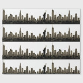 New York Skyline Black Big Apple Modern City Cadeaupapier (Vlak)
