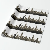 New York Skyline Black Big Apple Modern City Cadeaupapier (Uitgerold)
