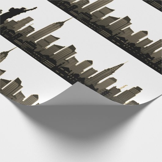 New York Skyline Black Big Apple Modern City Cadeaupapier (Hoek)
