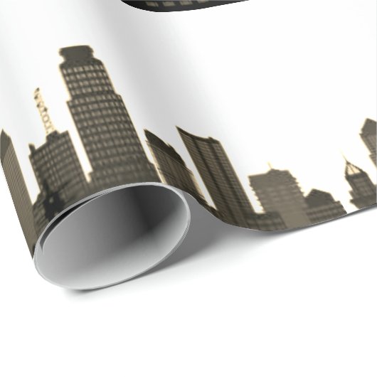 New York Skyline Black Big Apple Modern City Cadeaupapier (Rol Hoek)