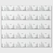 New York Skyline Black Big Apple Modern City Cadeaupapier (Vlak)