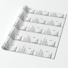 New York Skyline Black Big Apple Modern City Cadeaupapier