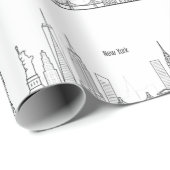 New York Skyline Black Big Apple Modern City Cadeaupapier (Rol Hoek)