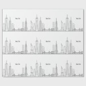 New York Skyline Black Big Apple Modern City Cadeaupapier (Vlak)