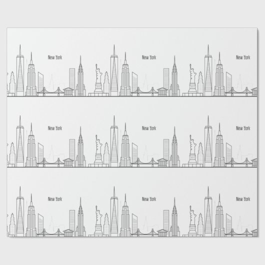 New York Skyline Black Big Apple Modern City Cadeaupapier (Vlak)