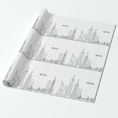 New York Skyline Black Big Apple Modern City Cadeaupapier (Uitgerold)