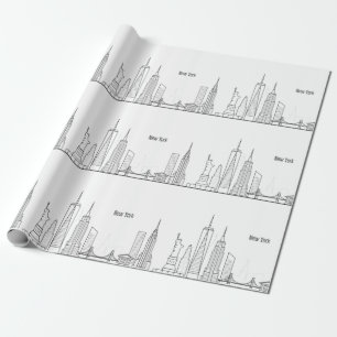 New York Skyline Black Big Apple Modern City Cadeaupapier