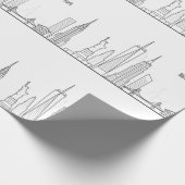 New York Skyline Black Big Apple Modern City Cadeaupapier (Hoek)