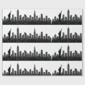 New York Skyline Black Big Apple Modern City Cadeaupapier (Vlak)