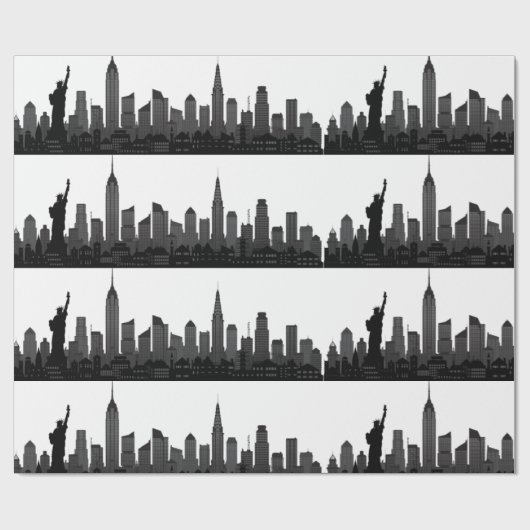 New York Skyline Black Big Apple Modern City Cadeaupapier (Vlak)